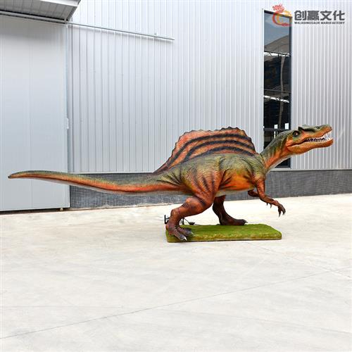 定制吼叫棘背龙化石等比例大小有声会动恐龙主题乐园室内室外商场