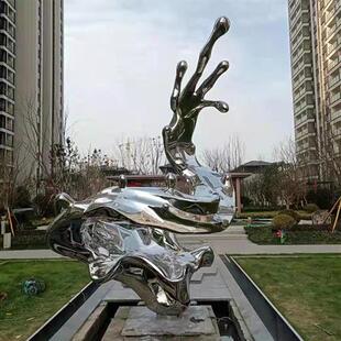 不锈钢抽象景观波浪雕塑房地产酒店园林景观水景摆件波浪水滴浪花