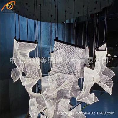 楼梯间餐厅几何亚克力吊灯后现代北欧瓦片亚克力吊灯非标工程灯具