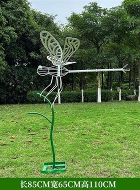 户外不锈钢镂空蜻蜓雕塑花园林仿真昆虫装饰品地产售楼部草坪摆件