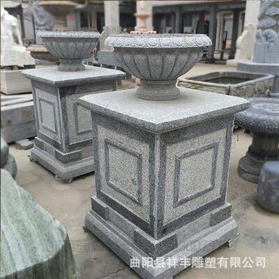 石雕花盆欧式花岗岩花坛别墅栏杆定制装饰外围景观黄锈石厂家