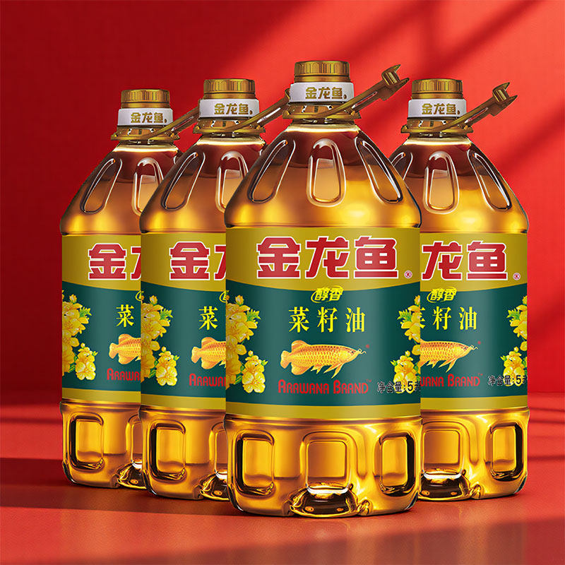 金龙鱼醇香菜籽油5L*4大桶整箱家商用酒饭店炒菜油粮油煎炸食用油
