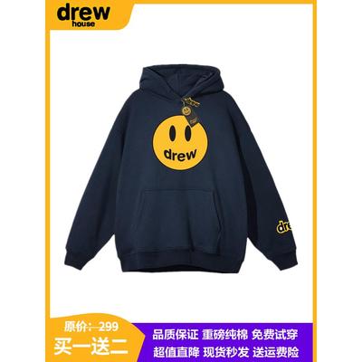 drew笑脸美式连帽卫衣男女秋冬季潮牌宽松纯棉帽衫情侣款加绒外套