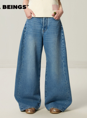 ALL BEINGS2026SS新品设计感百搭 洗水弯刀牛仔裤