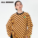 斜条纹假两件纯棉圆领长袖 ALLBEINGS25AW秋季 小众设计感新款 T恤女
