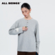 BEINGS2025AW秋季 新款 花灰色彩扣亨特领打底衫 ALL 长袖 T恤女