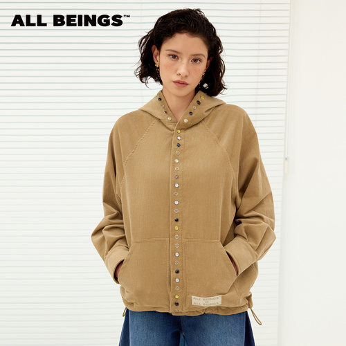 ALLBEINGS灯芯绒爪扣连帽衬衫