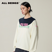 撞色贴布绣立体剪裁圆领长袖 ALL BEINGS26SS新款 宽松T恤上衣女