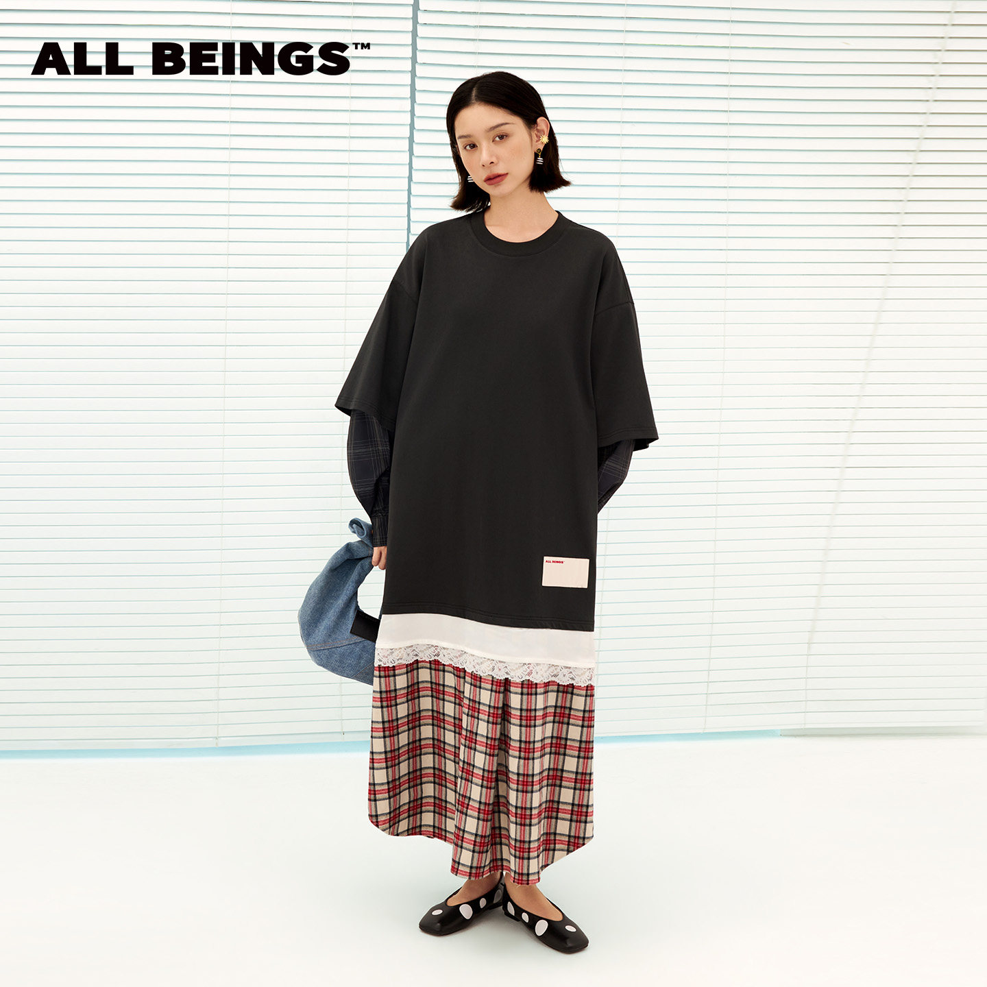 ALLBEINGS多层次叠穿宽松连衣裙图片