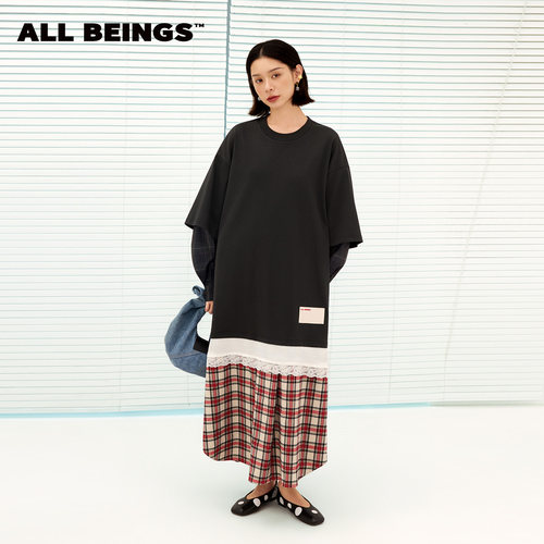 ALLBEINGS多层次叠穿宽松连衣裙