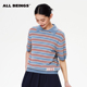 BEINGS25SS夏季 新款 轻薄航海风条纹翻领短袖 ALL 针织套头T恤衫 女