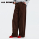 深棕色灯芯绒洗水阔腿美拉德弯刀裤 ALL BEINGS2025AW秋冬新款 女