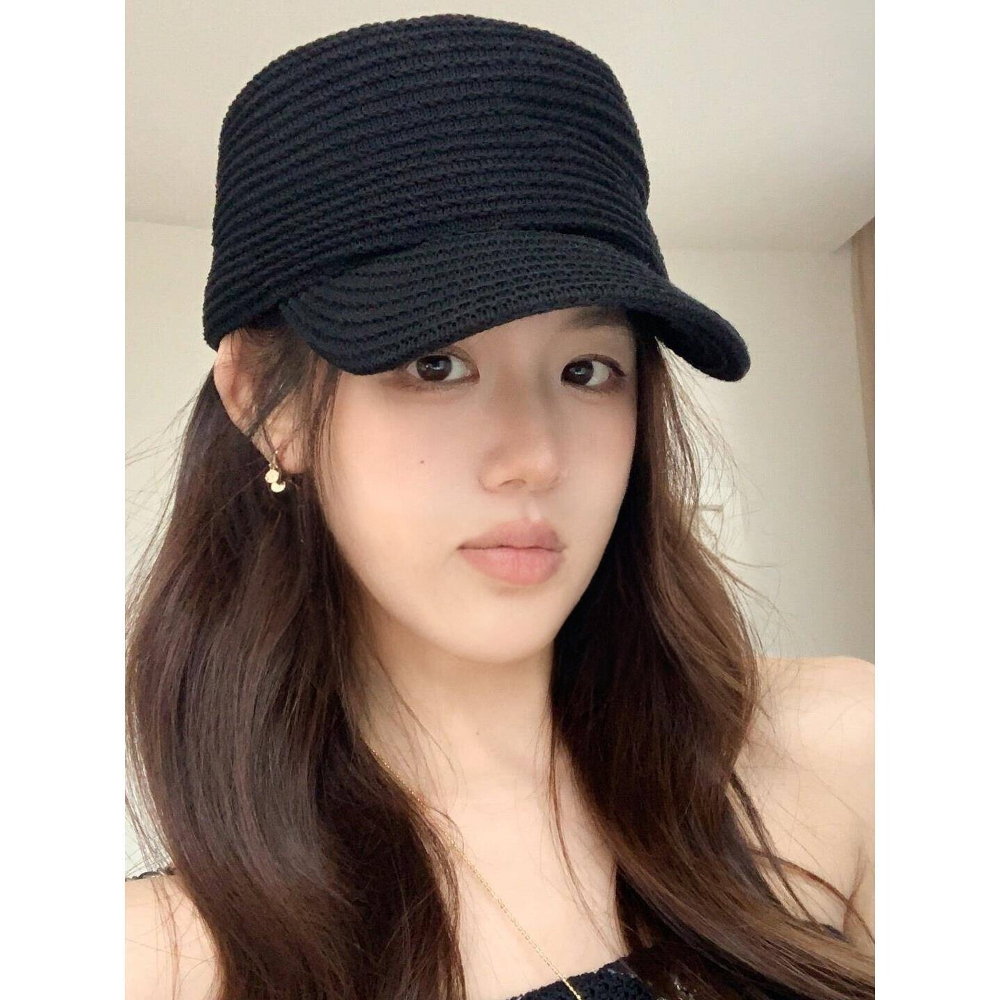 复古平顶骑士帽女春季显脸小图片