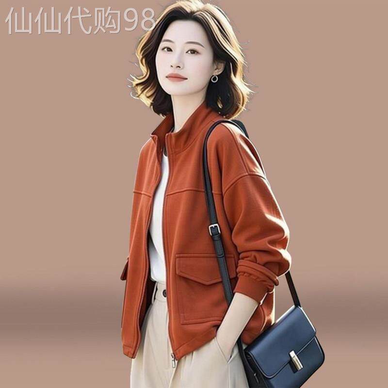 潮牌开衫卫衣外套女款春秋2026中年妈妈宽松显瘦立领休闲运动上衣