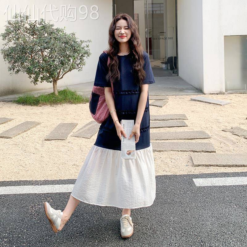 韩系chic气质慵懒风洋装女2026夏新款超好看木耳边宽松休闲长裙