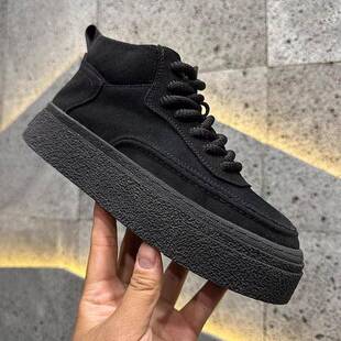 男鞋秋冬新款翻毛皮高帮鞋加绒保暖真皮马丁靴厚底轻便潮休闲板鞋