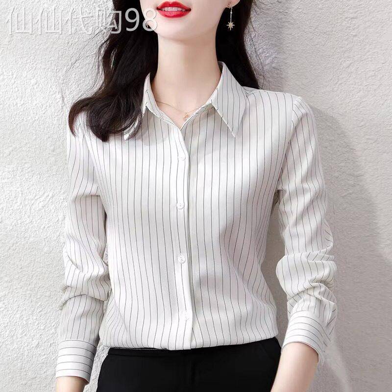欧洲站条纹衬衫女高级感2026年夏春秋季新款时尚气质长袖职业正装