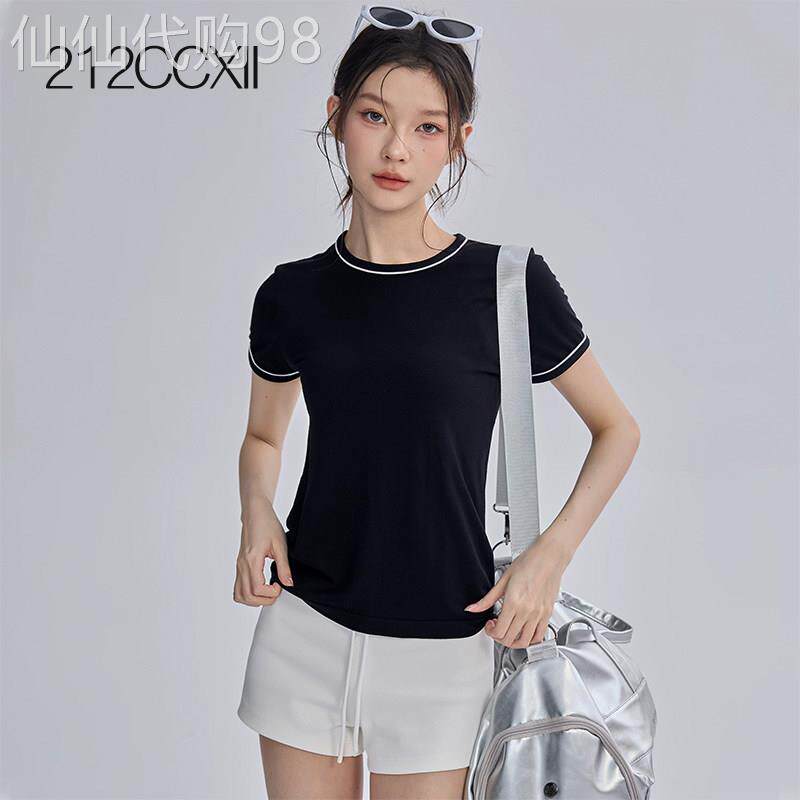 212CCXII瑜伽服上衣女竹纤维运动短袖修身跑步健身户外休闲T恤夏