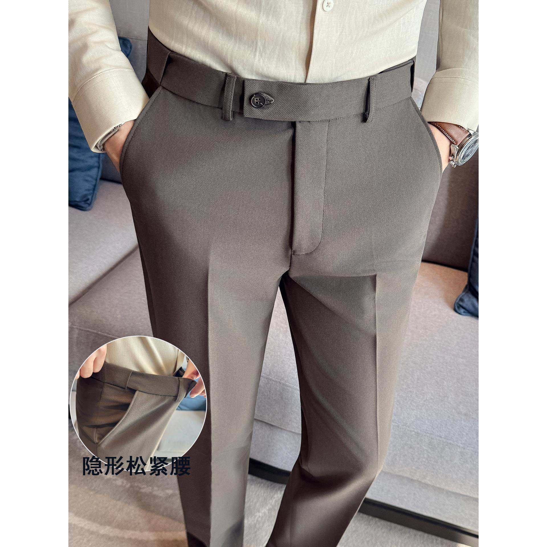 潮流高端松紧腰西裤男士商务休闲修身小脚裤2025新款秋冬季西装裤