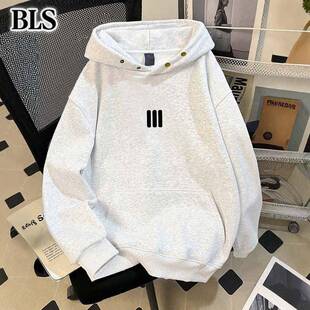 高端连帽加绒卫衣男款秋冬2025新款潮牌美式重磅加绒加厚套头外套