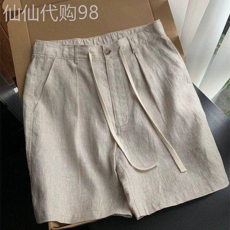 轻奢老钱风亚麻短裤男休闲五分裤2026夏季薄款轻熟风复古西装裤子