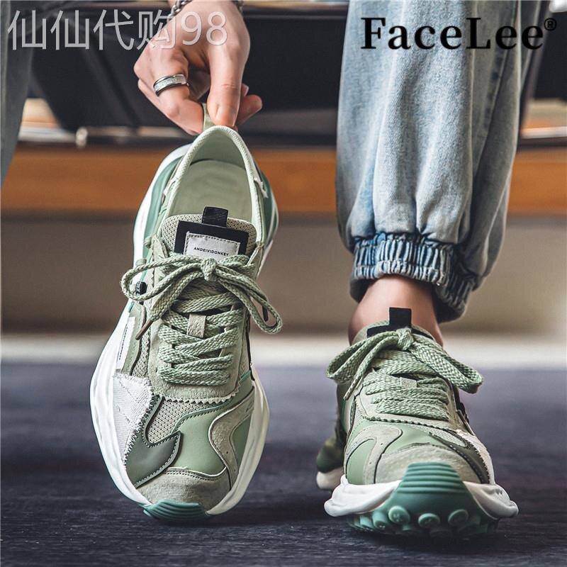 FaceLee日本设计师联名款男鞋春季2026新款网面透气网红鞋带厚底