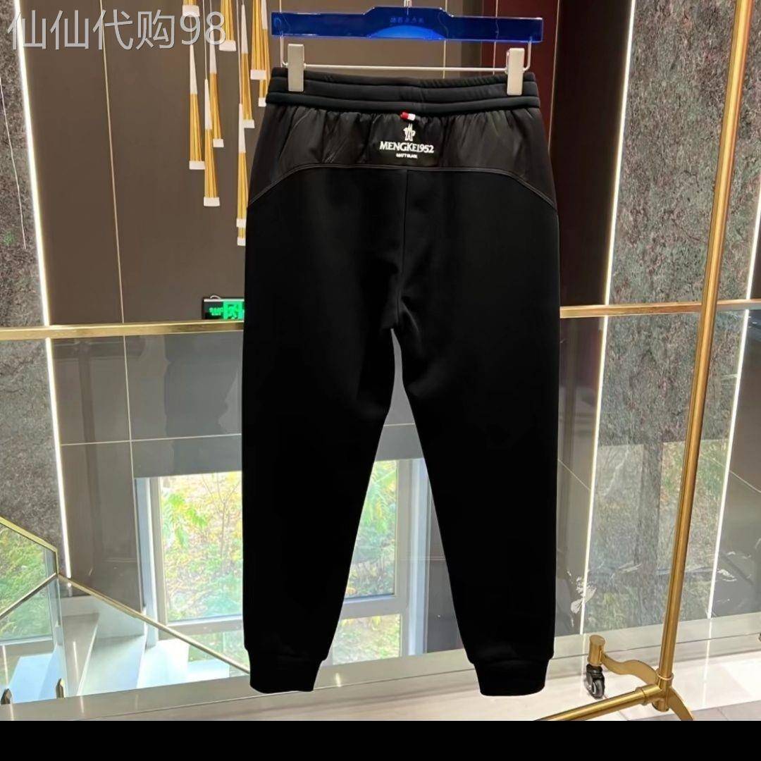IT ins潮牌休闲卫裤男太空棉拼接弹力腰刺绣抽绳修身运动束脚裤