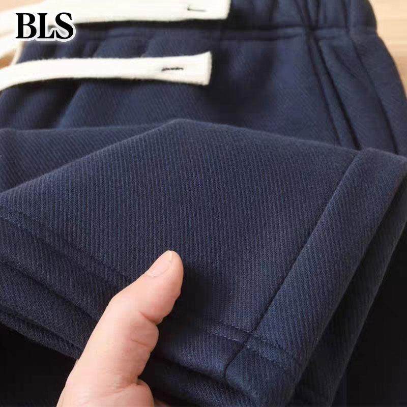 高端重磅宽松保暖直筒阔腿卫裤男士冬季2025新款加绒加厚休闲裤男