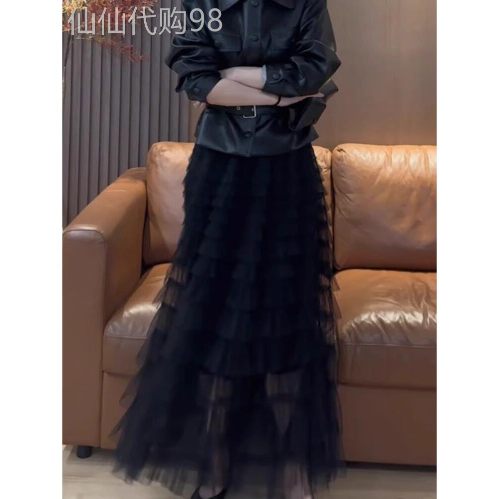 蕾丝半身裙女夏季2025新款高腰显瘦蓬蓬纱裙中长款蛋糕裙a字伞裙