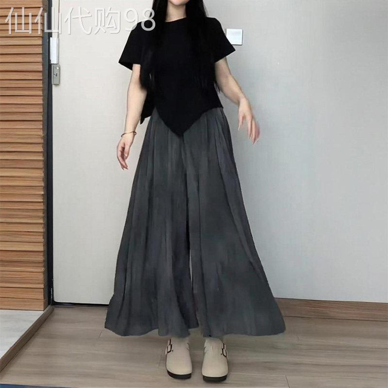 高级感休闲半身裙女夏季新款胖mm大尺码遮肉高腰显瘦垂感a字裙裤图片