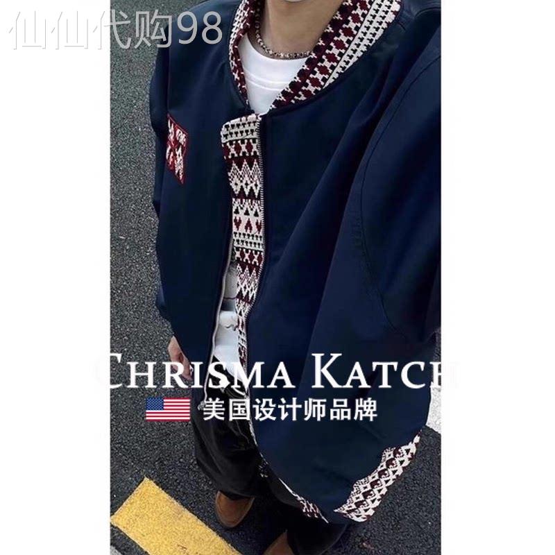 出口美国?Chrisma Katch~美式潮牌拼接棒球服男款秋cleanfit复古