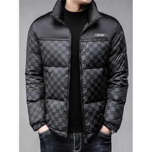 香港大鹅绒羽绒服男短款2025冬季新款男士立领加厚保暖外套潮