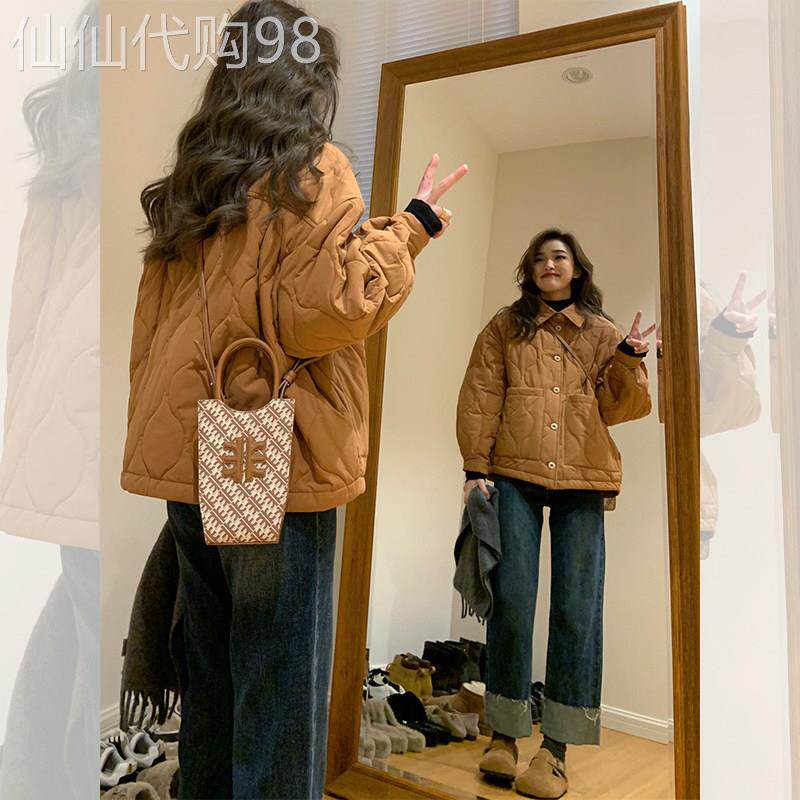 钻石绗缝棉质女式冬季服装2025新款短款加厚独特小香款棉质服装