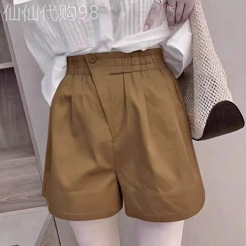 南瓜色花苞短裤女夏季薄款高腰显瘦阔腿小个子a字休闲裤ins潮