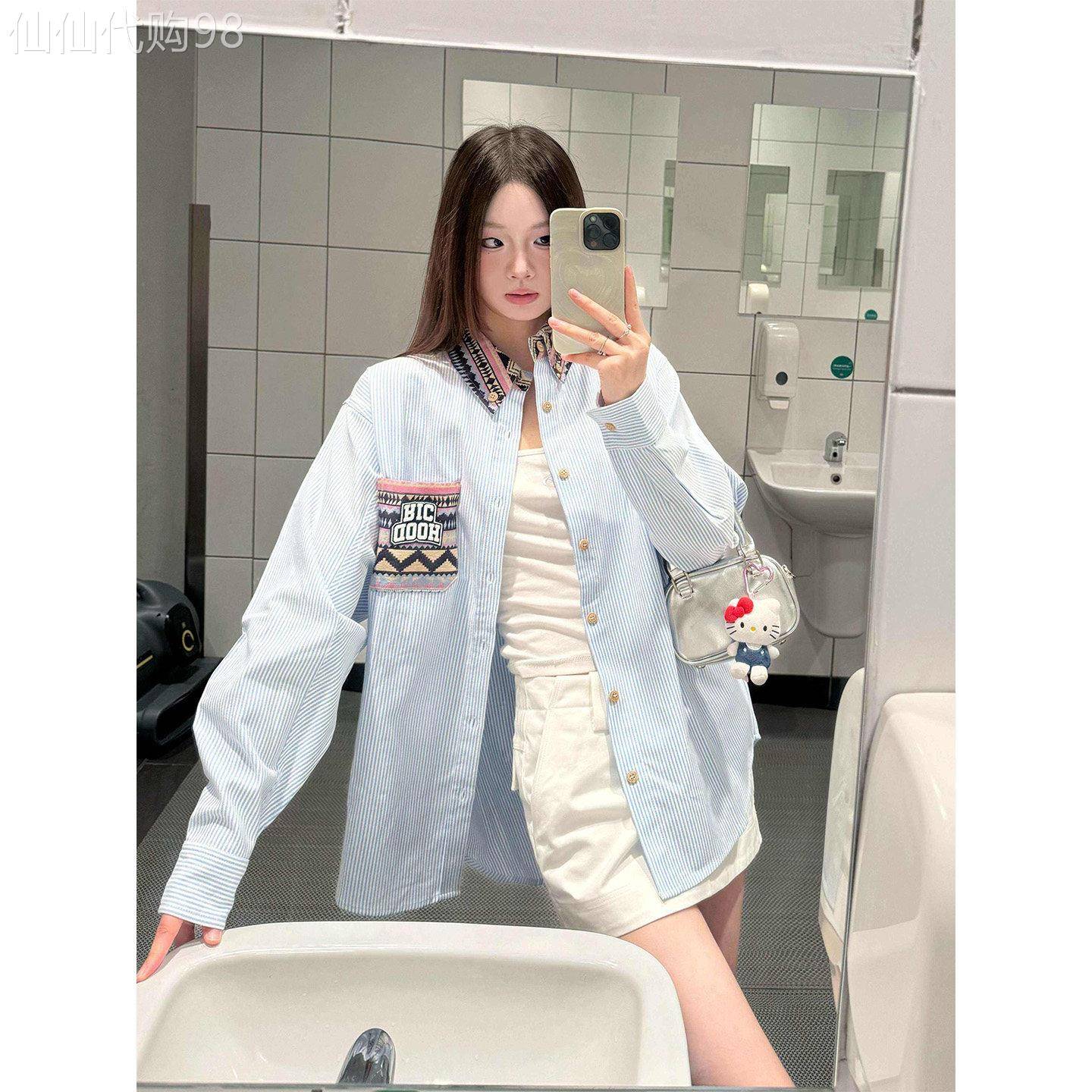 民族风巨好看条纹衬衫女春秋2026新款长袖开衫外套女宽松休闲时尚