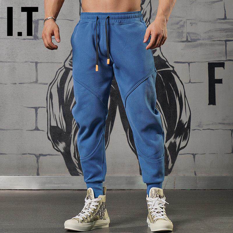 潮牌美式运动长裤男士秋冬加绒加厚宽松束脚休闲卫裤训练健身裤子