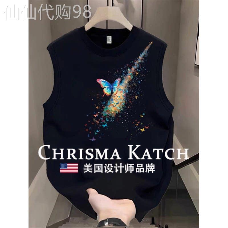 出口美国Chrisma Katch~运动无袖t恤纯棉宽松大码男装坎肩上衣