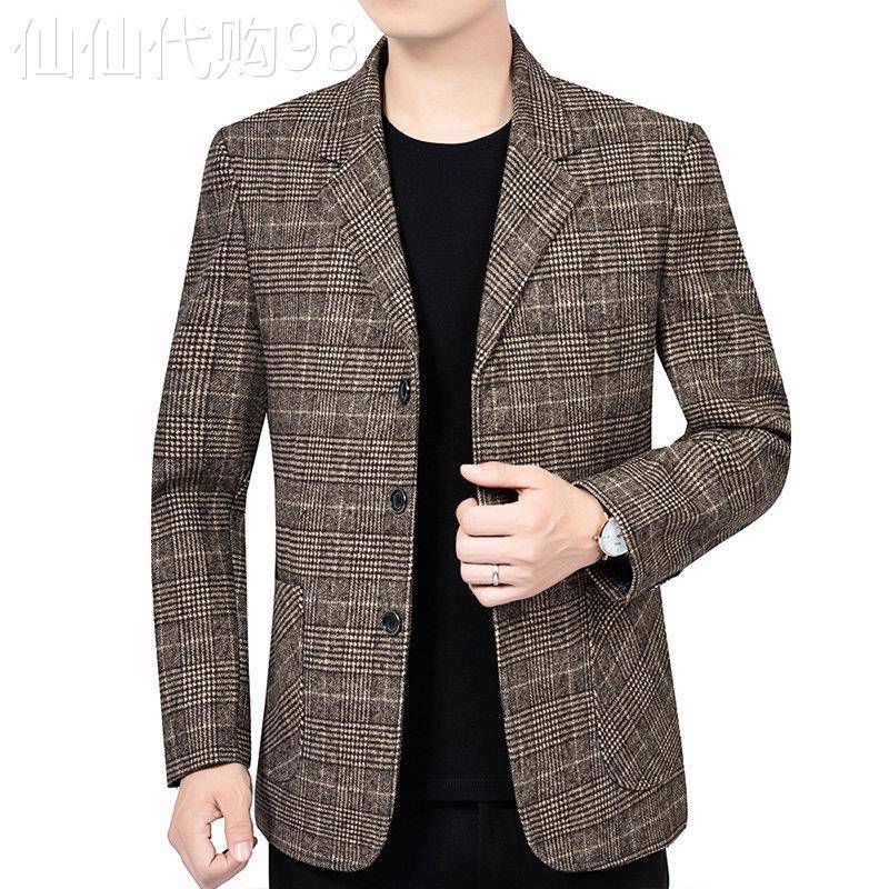 2025春季新款轻奢品质韩式西式男士休闲套装男士修身格纹小西装夹