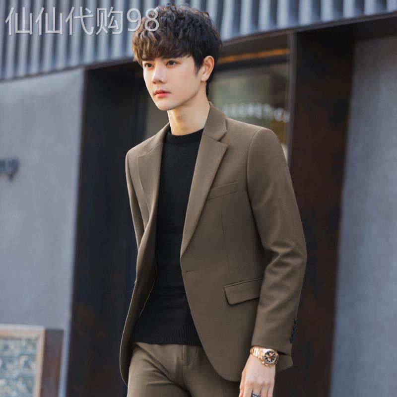 欧美设计师Chrisma Katch~男士咖色西服套装修身休闲小西装外套