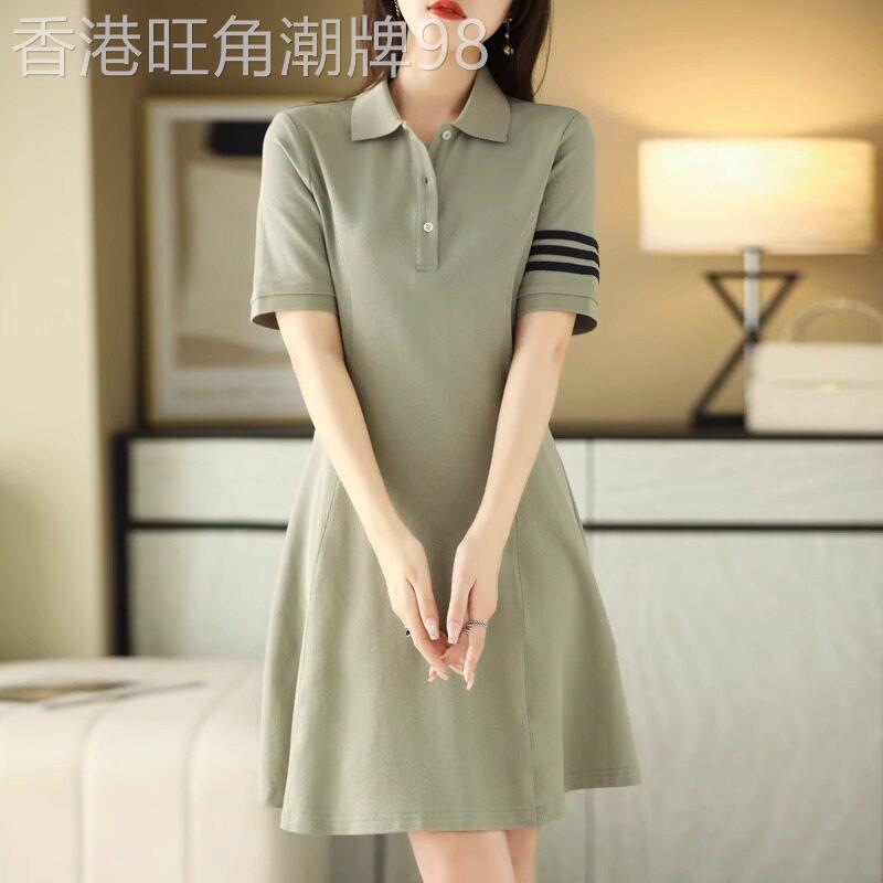 Polo洋装女夏季2025新款小个子显瘦高气质中长版短袖t恤裙