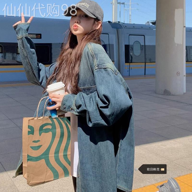 牛仔衬衫女春秋2025新款韩版宽松大码显瘦休闲百搭中长款外套上衣