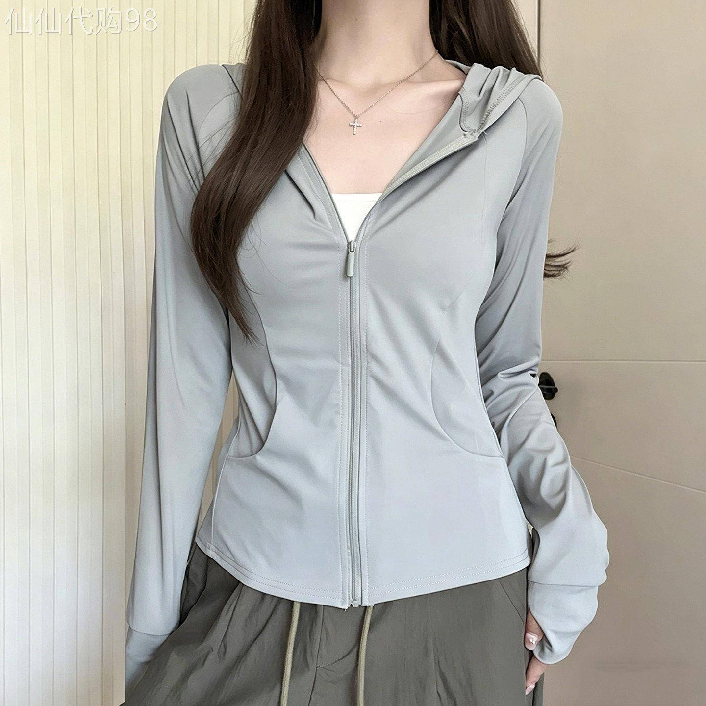 冰丝户外防晒衣女夏季2026年新款抗UV连帽开衫外套防晒服上衣