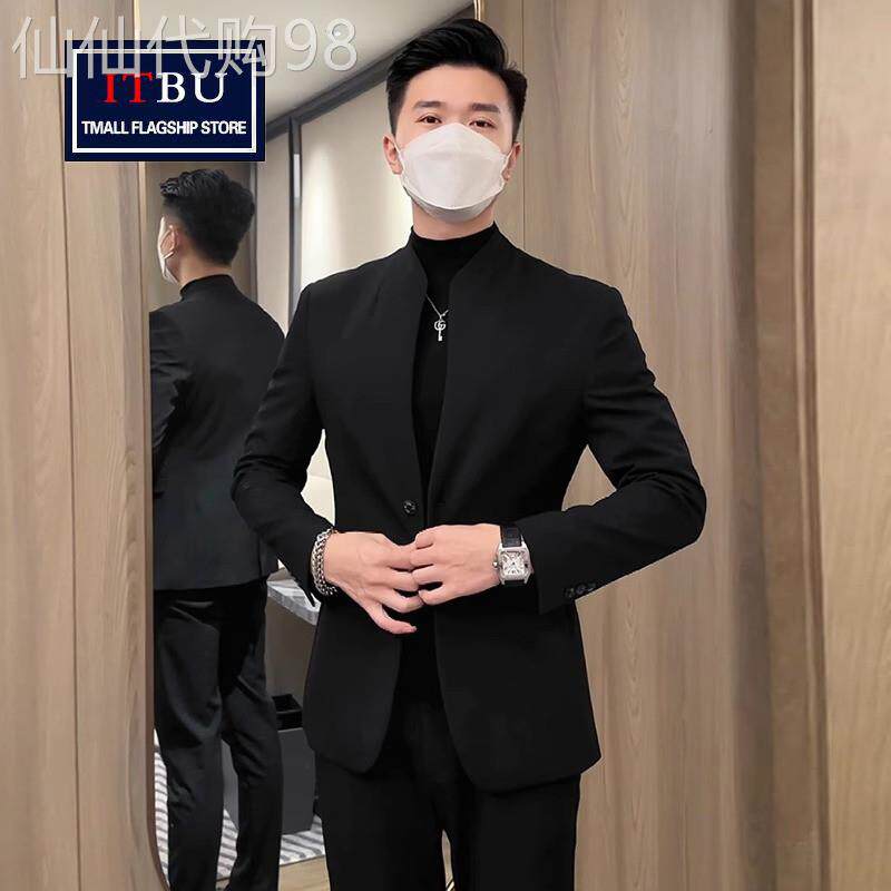 新中式立领小西装外套男士春秋冬季2025新款韩版修身商务西服男款