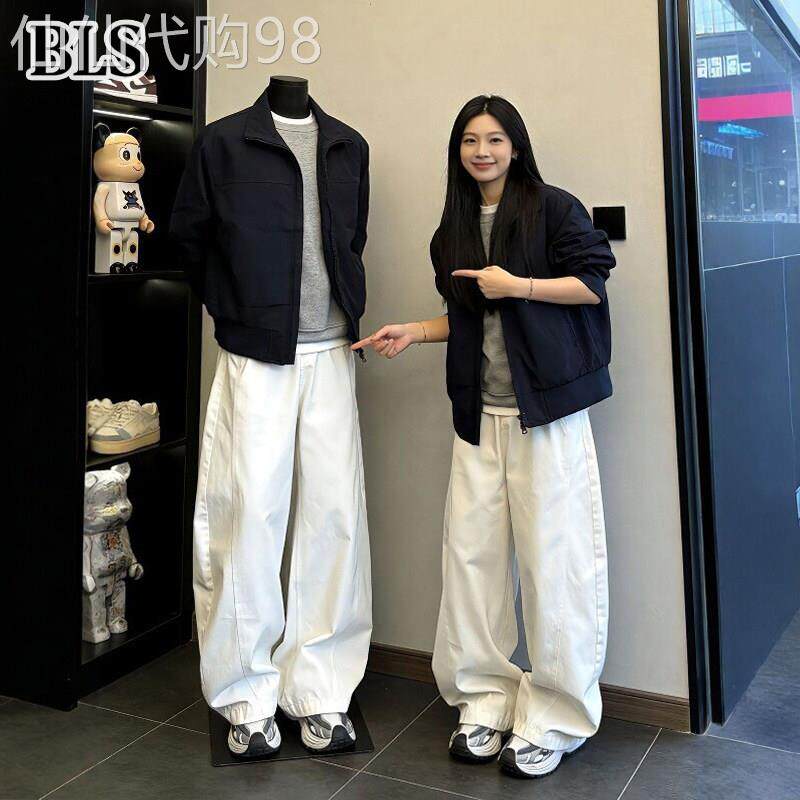 高端白色弯刀牛仔裤男款夏季薄款2026新款美式宽松阔腿直筒休闲裤