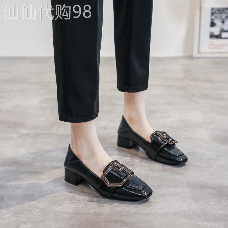 女鞋2026新款夏季单鞋女中跟粗跟方头时尚高跟鞋真皮英伦风小皮鞋