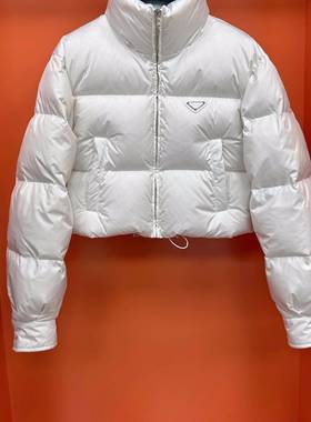 欧洲站2025冬季P家立领白色黑色羽绒服女时尚保暖短款面包服外套