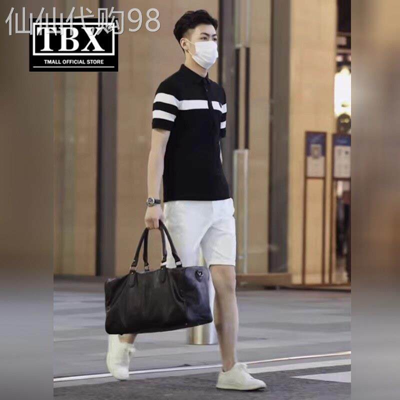 高端条纹polo衫男士短袖t恤2026新款夏季薄商务休闲短裤男款套装