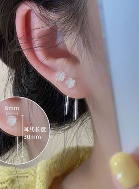 沁汝官方旗舰店925银针耳饰 X334白色玫瑰花朵耳线简约时尚轻奢女
