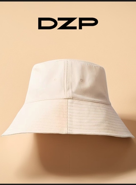 DZP纯色百搭大檐平顶渔夫帽显脸小春秋款防晒帽子女黑色大头围