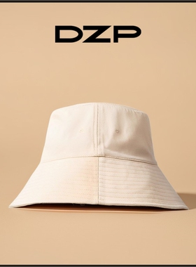 咖啡色大檐平顶渔夫帽显脸小春秋款防晒帽子女纯色百搭黑色大头围